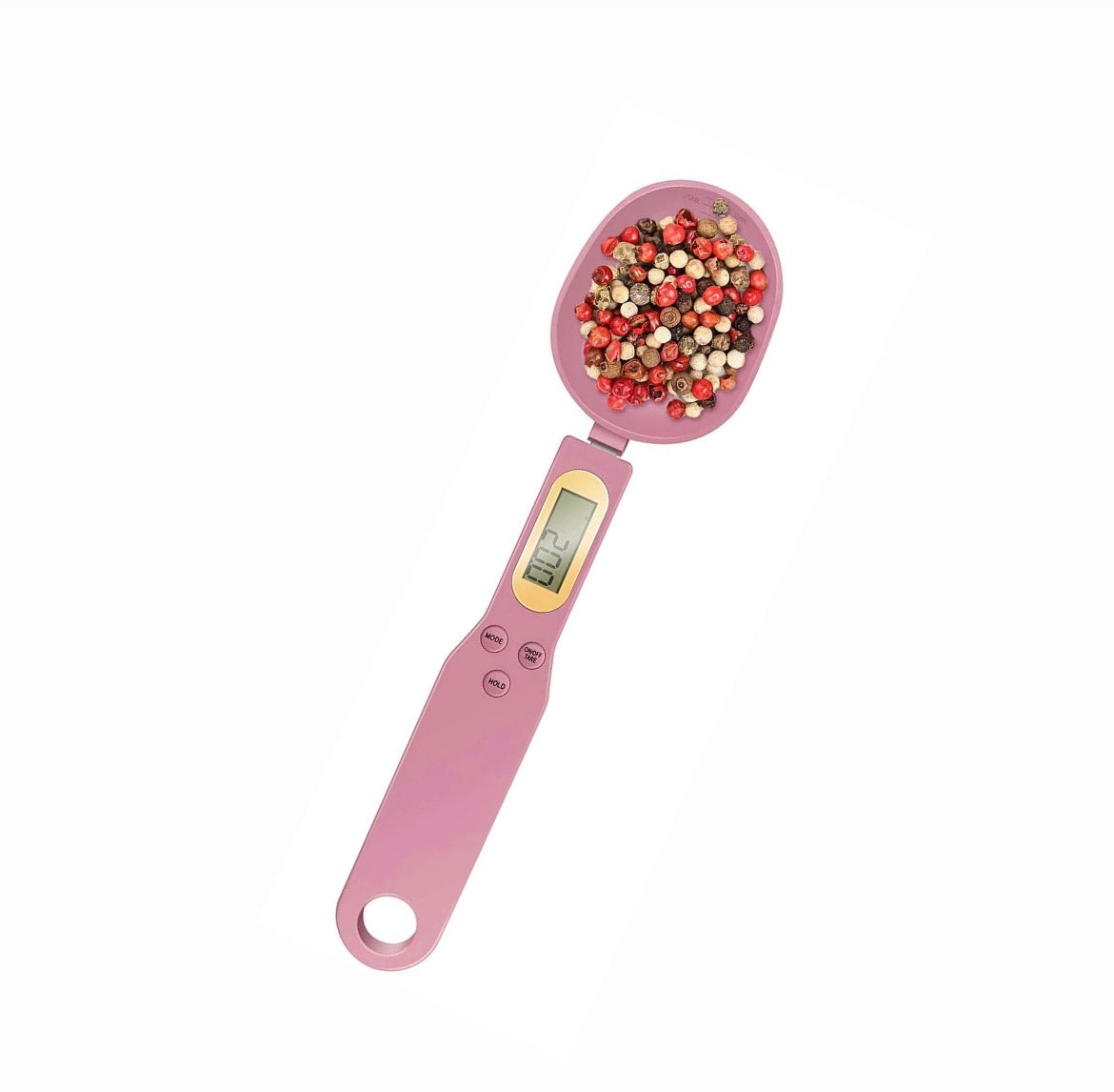 Roze digitale lepel. Voor het meten van je voeding voor afvallen of aankomen. 