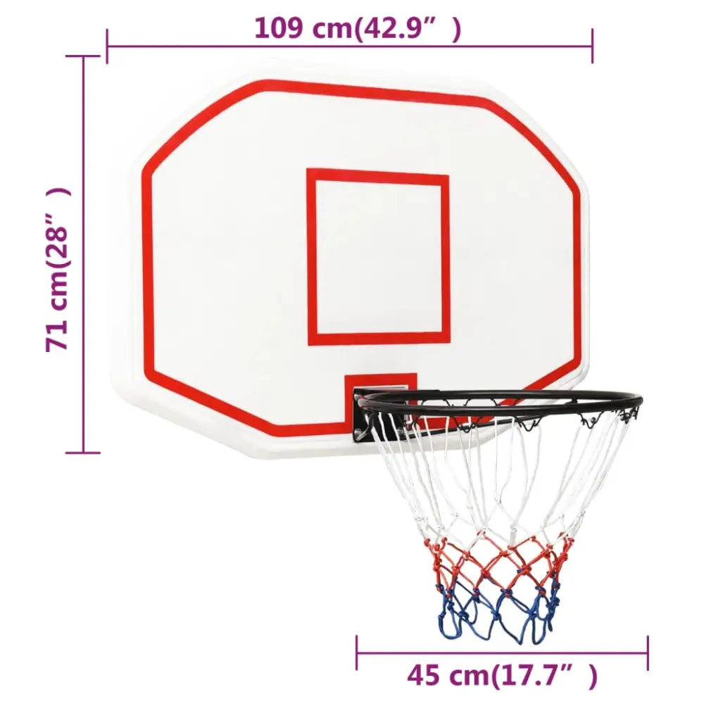 Basketbalbord 109x71x3 cm polyetheen wit - basketbalborden