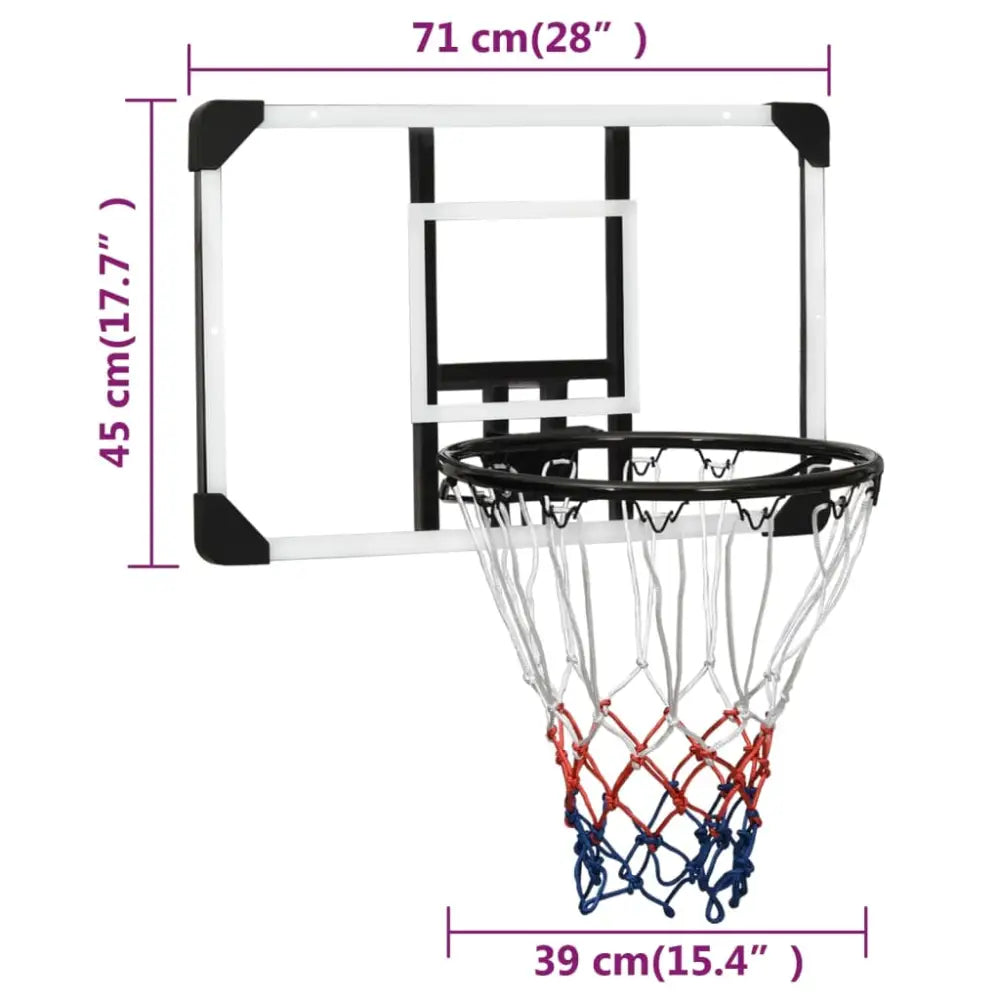 Basketbalbord 71x45x2,5 cm polycarbonaat transparant - basketbalborden