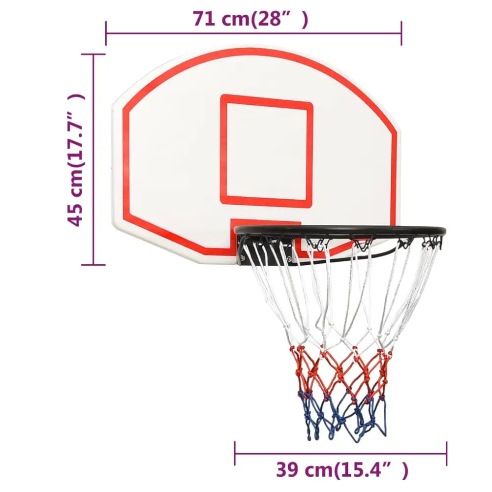 Basketbalbord 71x45x2 cm polyetheen wit - basketbalborden