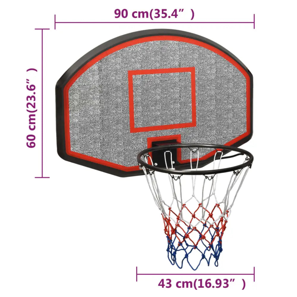 Basketbalbord 90x60x2 cm polyetheen zwart - basketbalborden