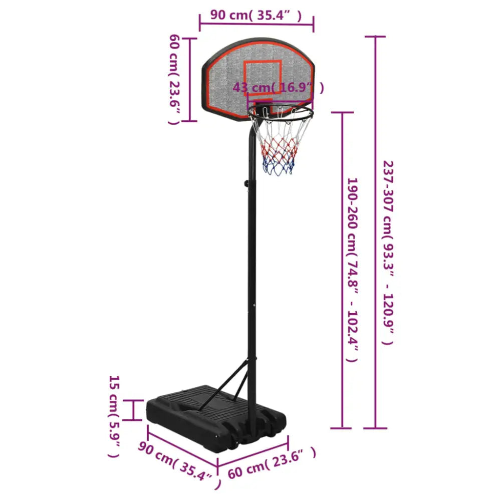 Basketbalstandaard 237-307 cm polyetheen - basketbalstaanders