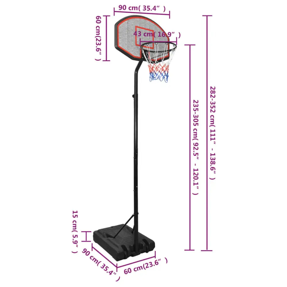 Basketbalstandaard 282-352 cm polyethyleen - basketbalstaanders