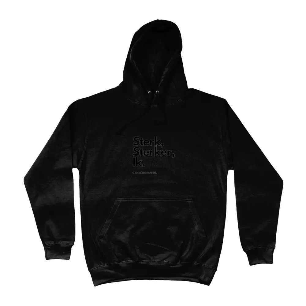 Gym Hoodie Sterk sterker ik. - Deep Black / Medium - Heren / Unisex