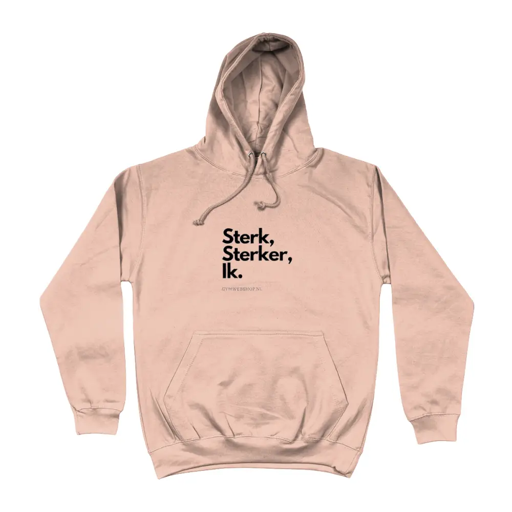 Gym Hoodie Sterk sterker ik. - Peach Perfect / Medium - Heren / Unisex