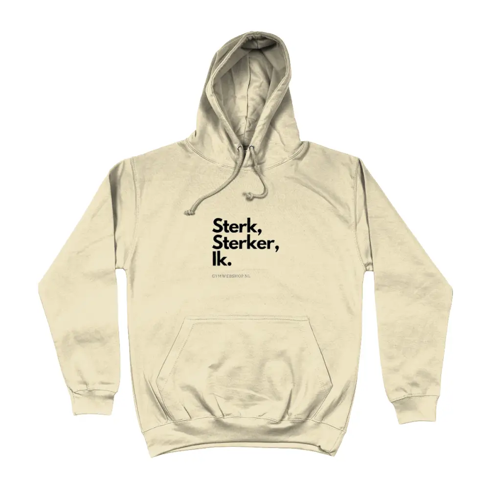 Gym Hoodie Sterk sterker ik. - Vanilla Milkshake / Medium - Heren / Unisex