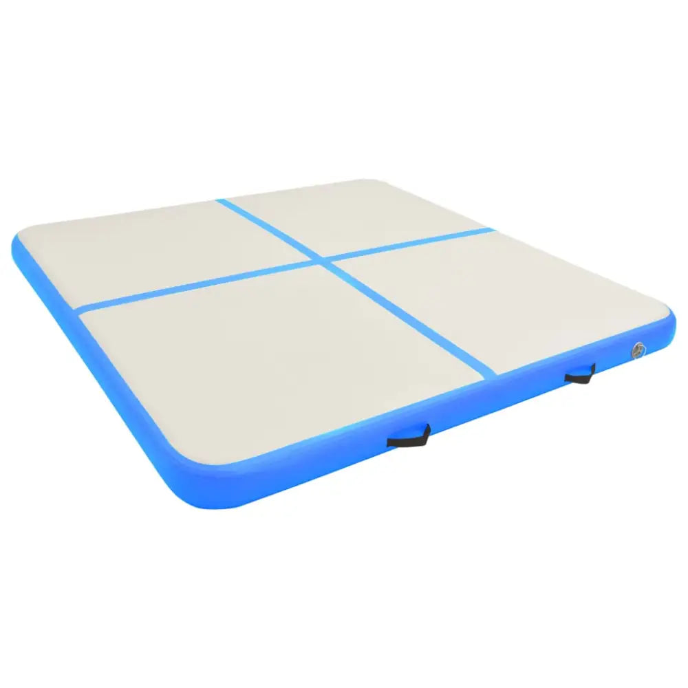 Gymnastiekmat met pomp opblaasbaar 200x200x10 cm pvc blauw - yoga- en pilatesmatten