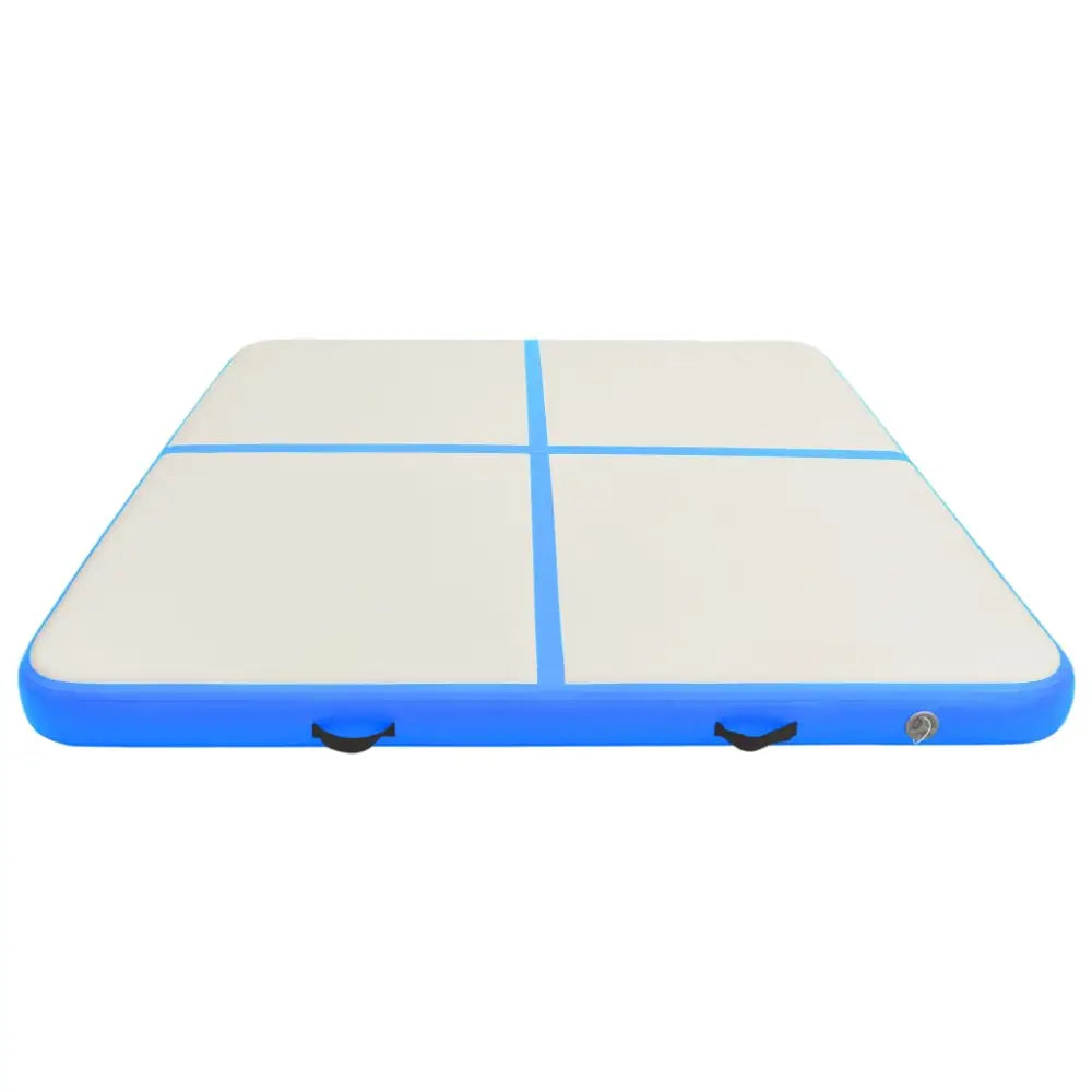 Gymnastiekmat met pomp opblaasbaar 200x200x10 cm pvc blauw - yoga- en pilatesmatten