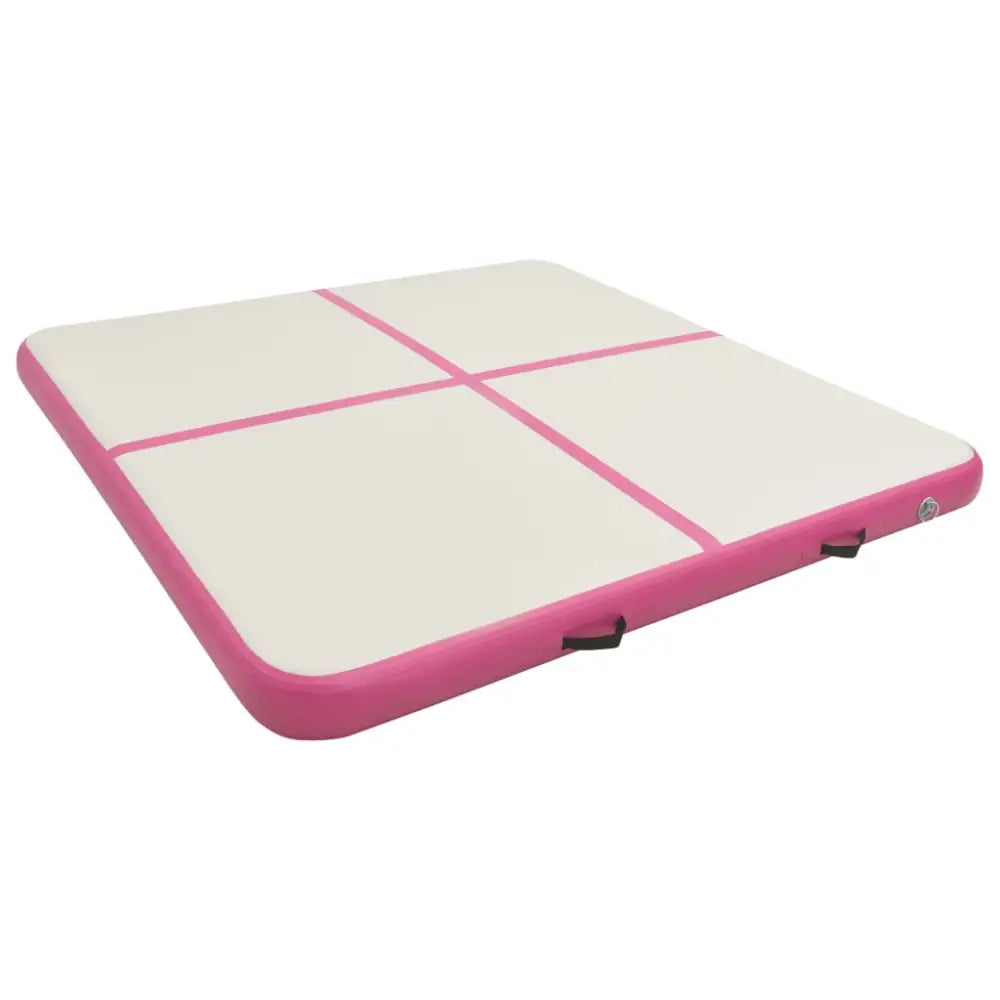 Gymnastiekmat met pomp opblaasbaar 200x200x10 cm pvc roze - yoga- en pilatesmatten