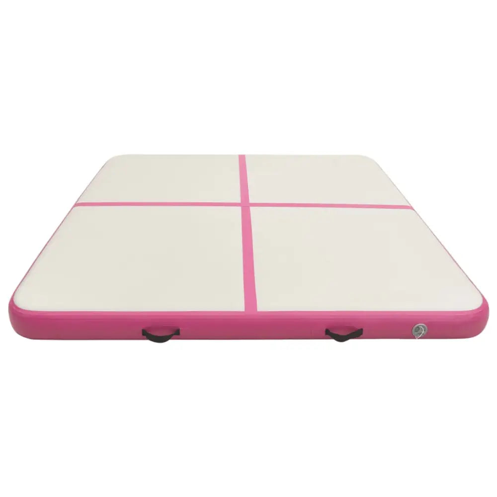 Gymnastiekmat met pomp opblaasbaar 200x200x10 cm pvc roze - yoga- en pilatesmatten