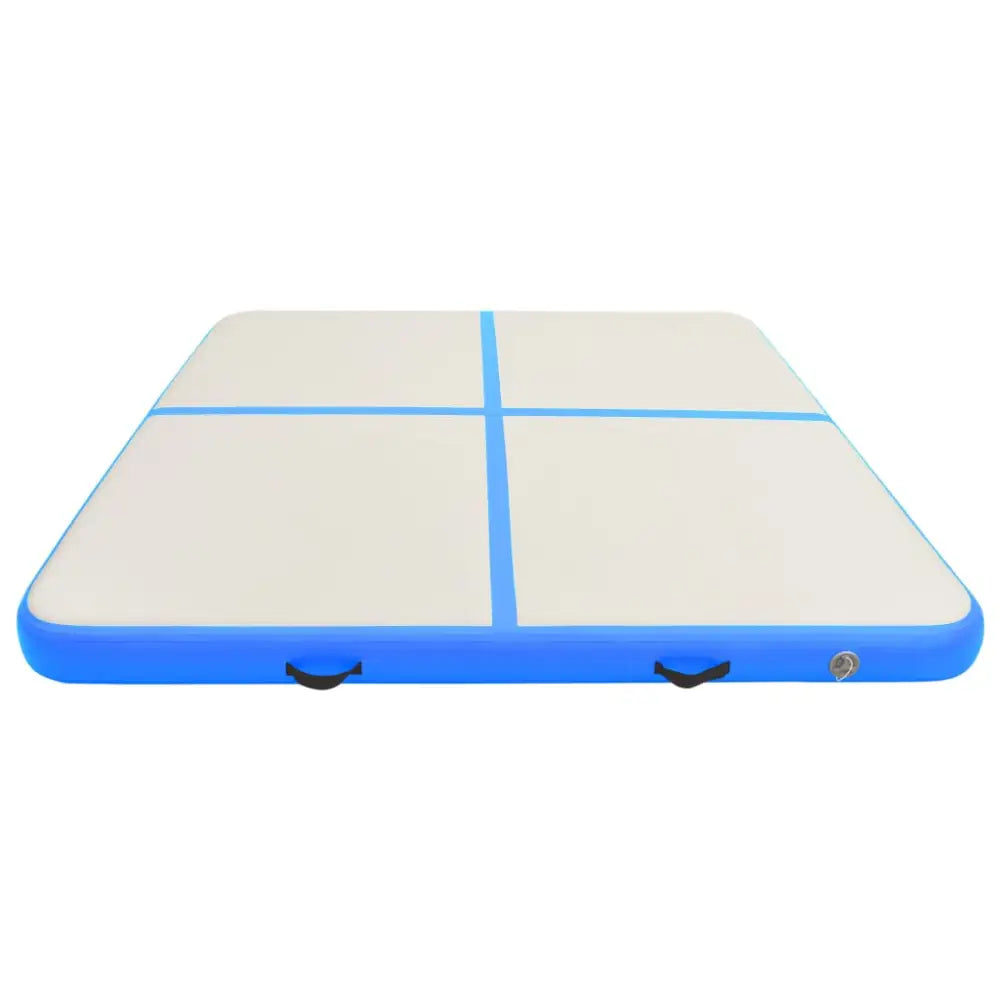 Gymnastiekmat met pomp opblaasbaar 200x200x15 cm pvc blauw - yoga- en pilatesmatten