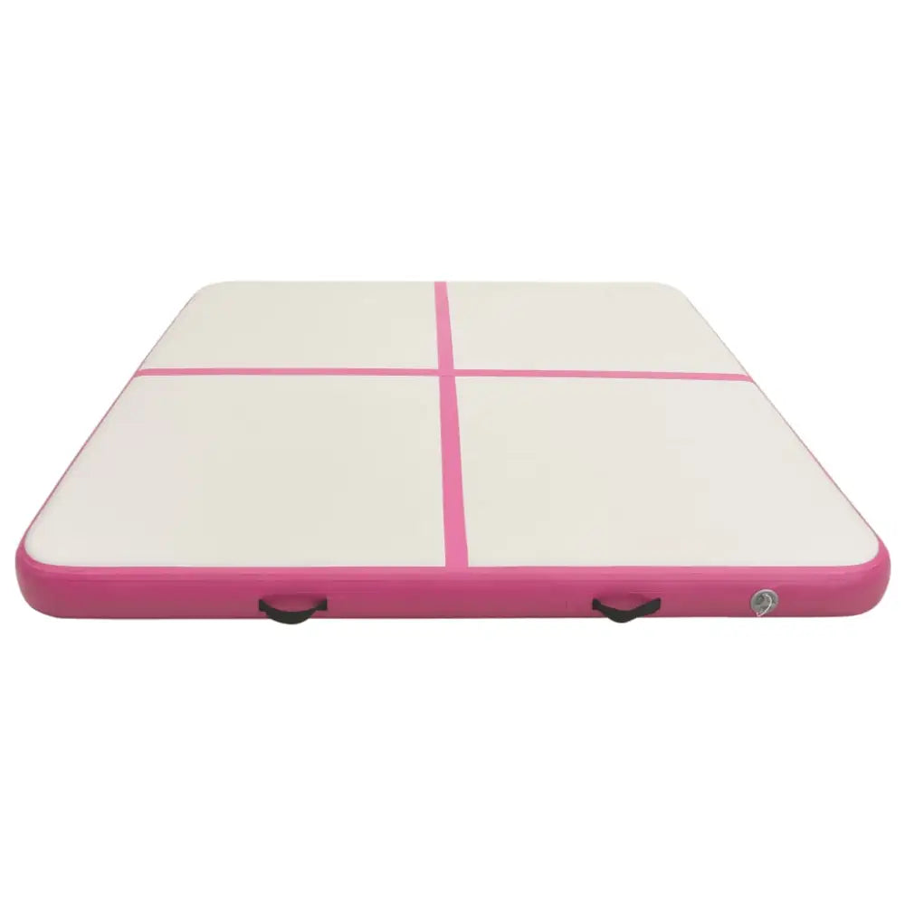 Gymnastiekmat met pomp opblaasbaar 200x200x15 cm pvc roze - yoga- en pilatesmatten