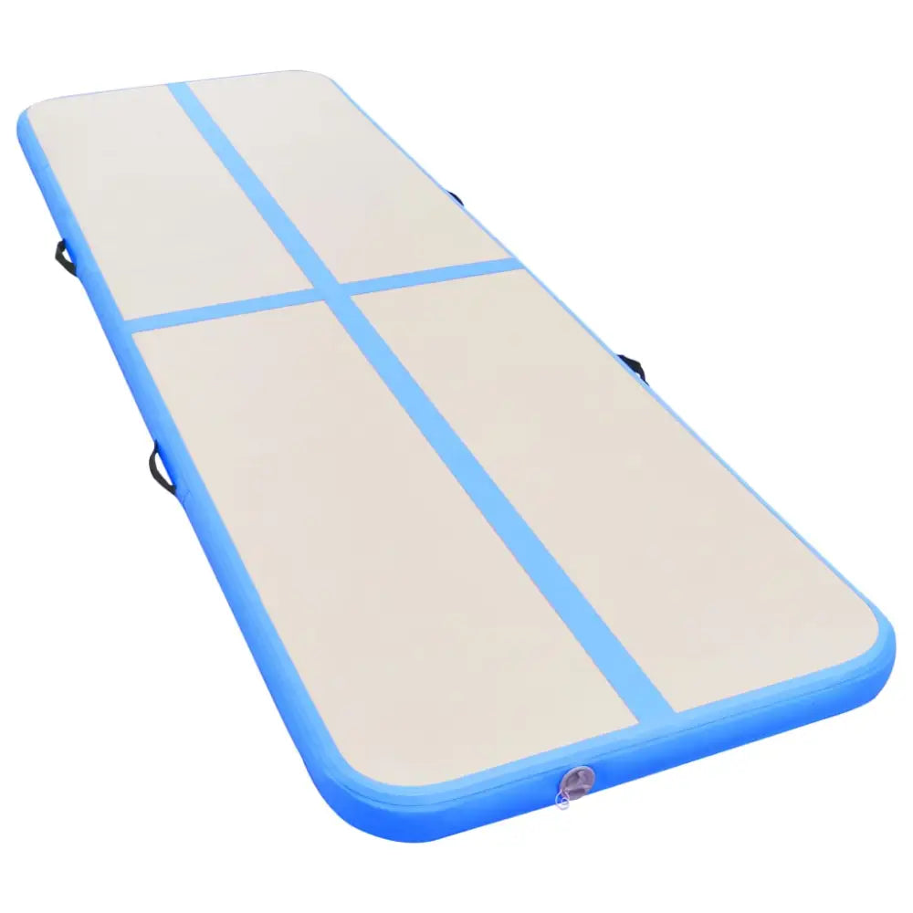 Gymnastiekmat met pomp opblaasbaar 300x100x10 cm pvc blauw - yoga- en pilatesmatten