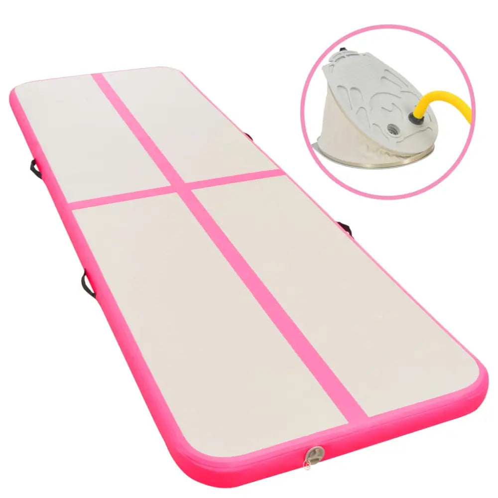 Gymnastiekmat met pomp opblaasbaar 300x100x10 cm pvc roze - yoga- en pilatesmatten