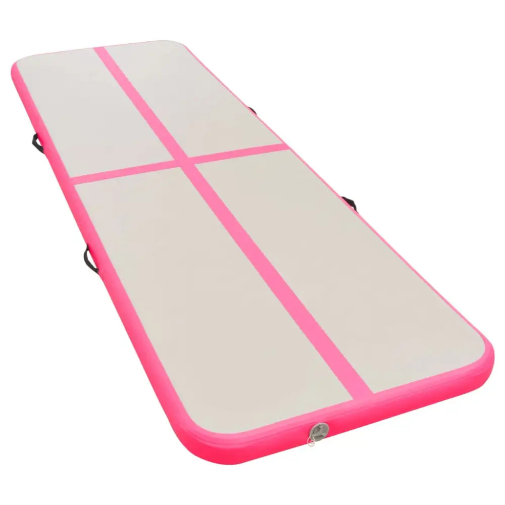 Gymnastiekmat met pomp opblaasbaar 300x100x10 cm pvc roze - yoga- en pilatesmatten