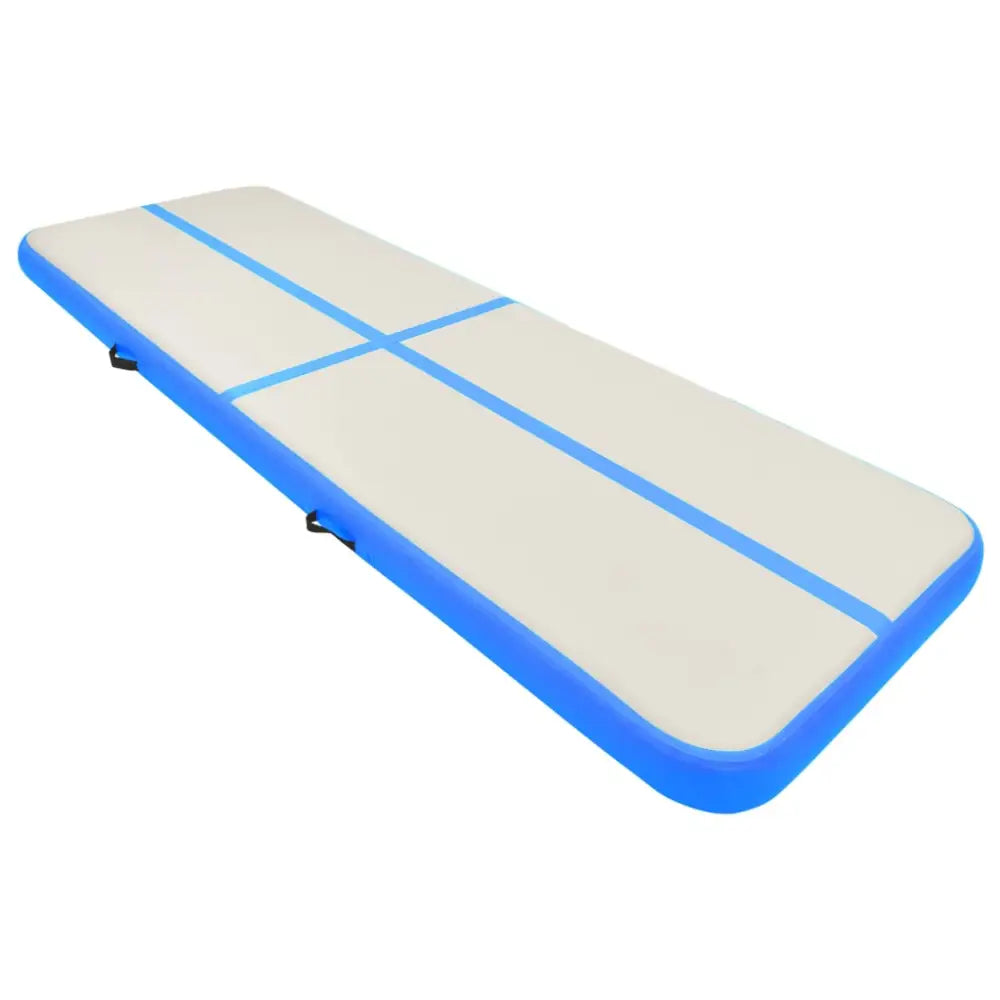 Gymnastiekmat met pomp opblaasbaar 300x100x15 cm pvc blauw - yoga- en pilatesmatten