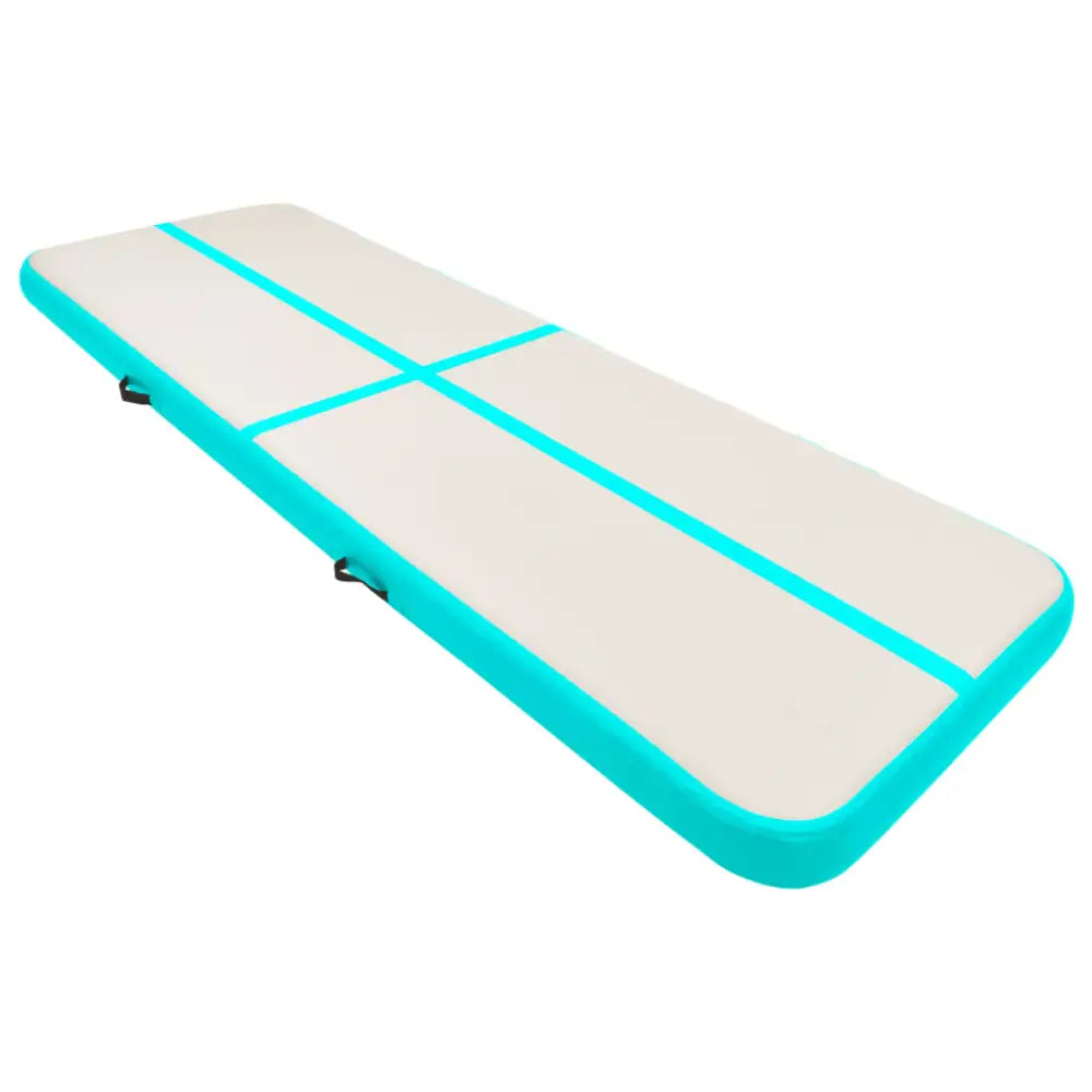 Gymnastiekmat met pomp opblaasbaar 300x100x15 cm pvc groen - yoga- en pilatesmatten