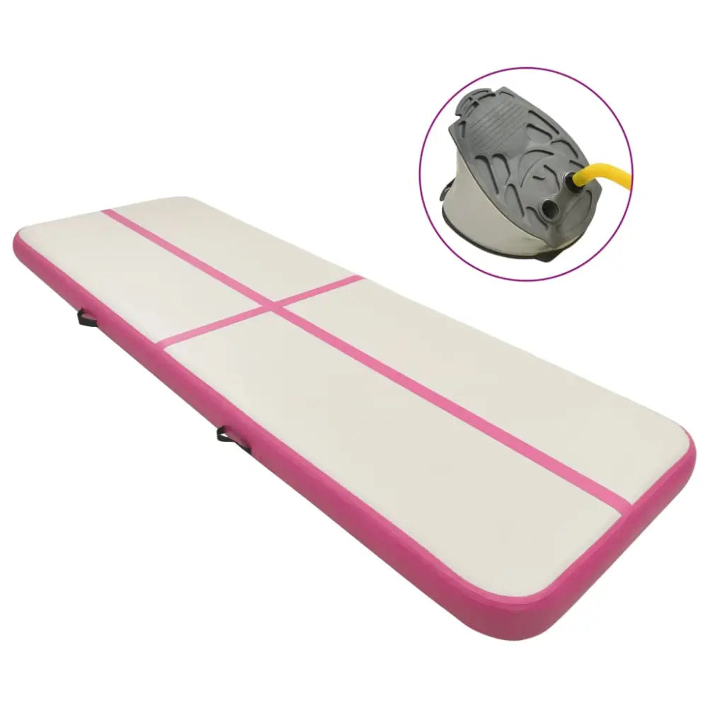 Gymnastiekmat met pomp opblaasbaar 300x100x15 cm pvc roze - yoga- en pilatesmatten