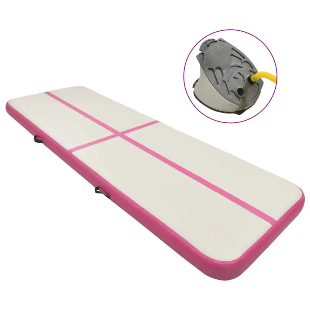 Gymnastiekmat met pomp opblaasbaar 300x100x20 cm pvc roze - yoga- en pilatesmatten