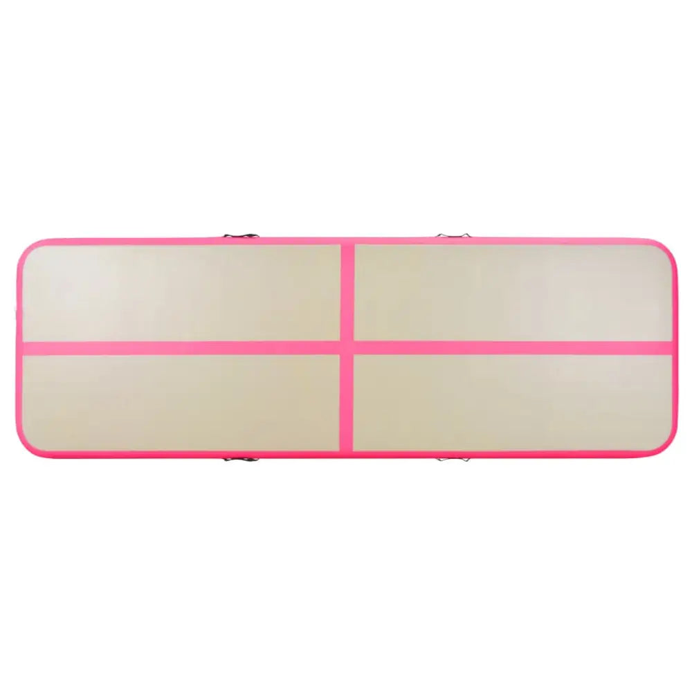 Gymnastiekmat met pomp opblaasbaar 400x100x10 cm pvc roze - yoga- en pilatesmatten