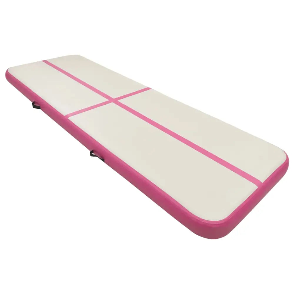 Gymnastiekmat met pomp opblaasbaar 400x100x15 cm pvc roze - yoga- en pilatesmatten