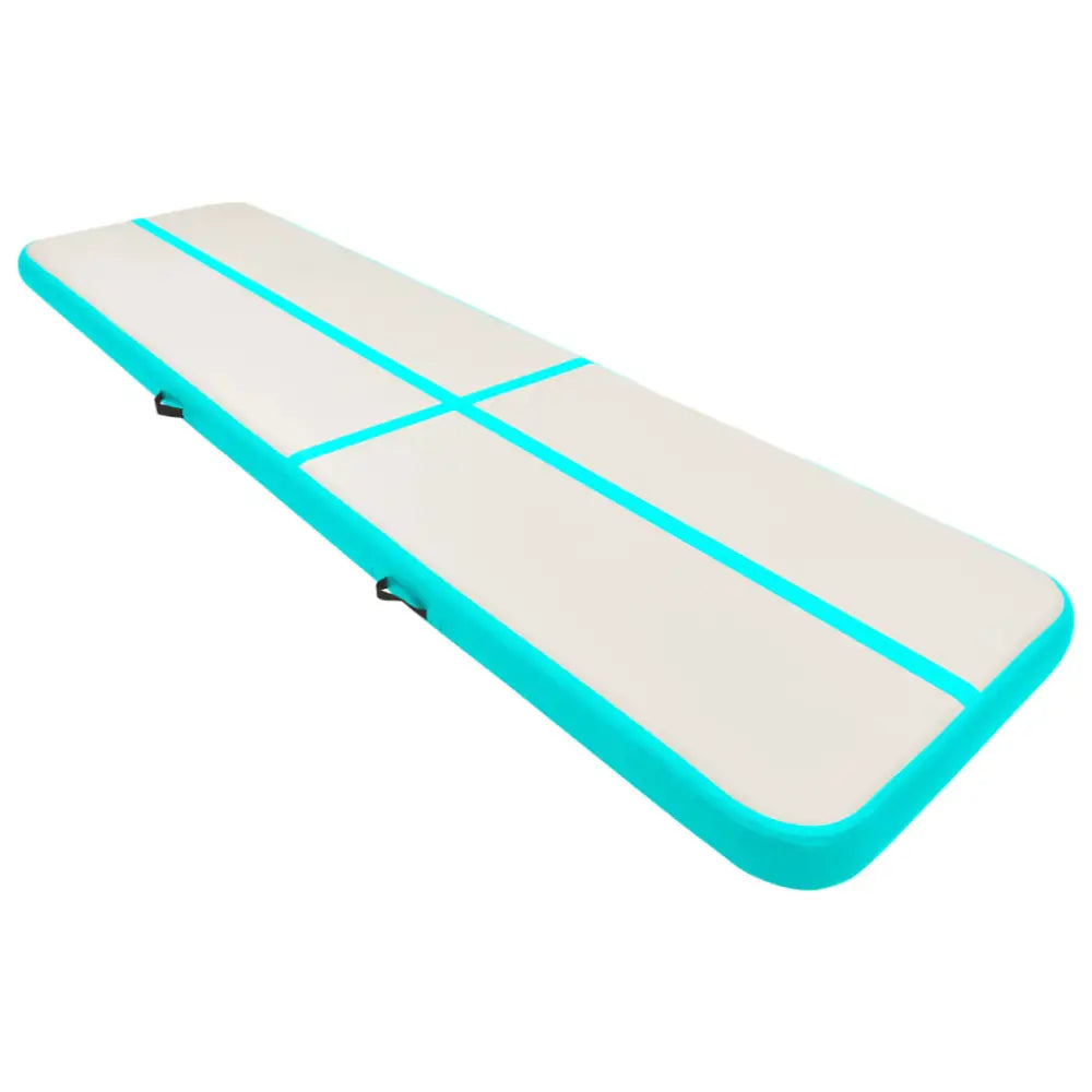 Gymnastiekmat met pomp opblaasbaar 600x100x15 cm pvc groen - yoga- en pilatesmatten