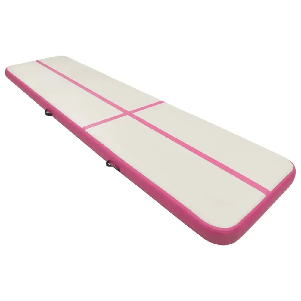 Gymnastiekmat met pomp opblaasbaar 600x100x15 cm pvc roze - yoga- en pilatesmatten