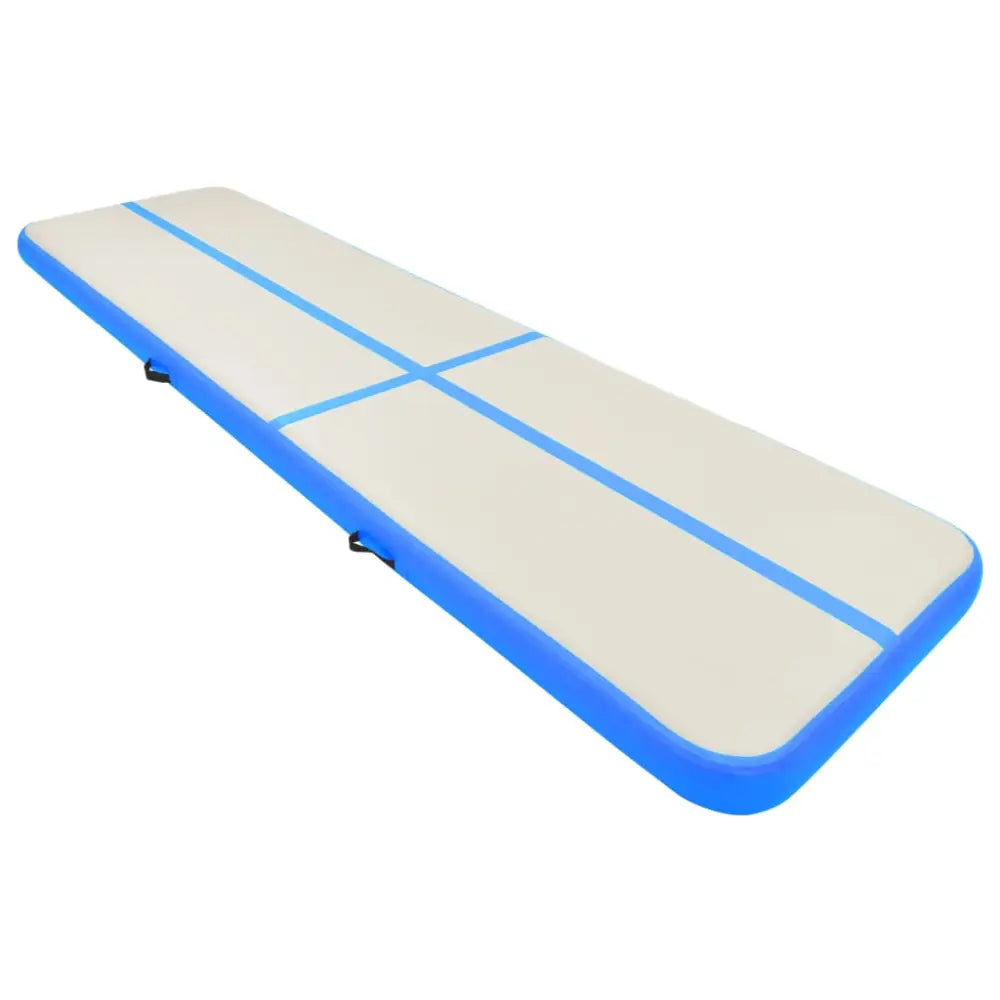 Gymnastiekmat met pomp opblaasbaar 600x100x20 cm pvc blauw - yoga- en pilatesmatten