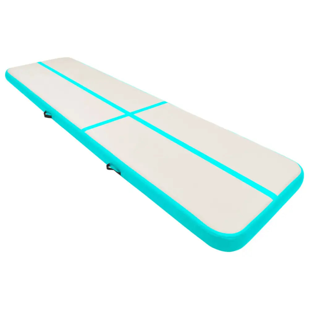 Gymnastiekmat met pomp opblaasbaar 600x100x20 cm pvc groen - yoga- en pilatesmatten