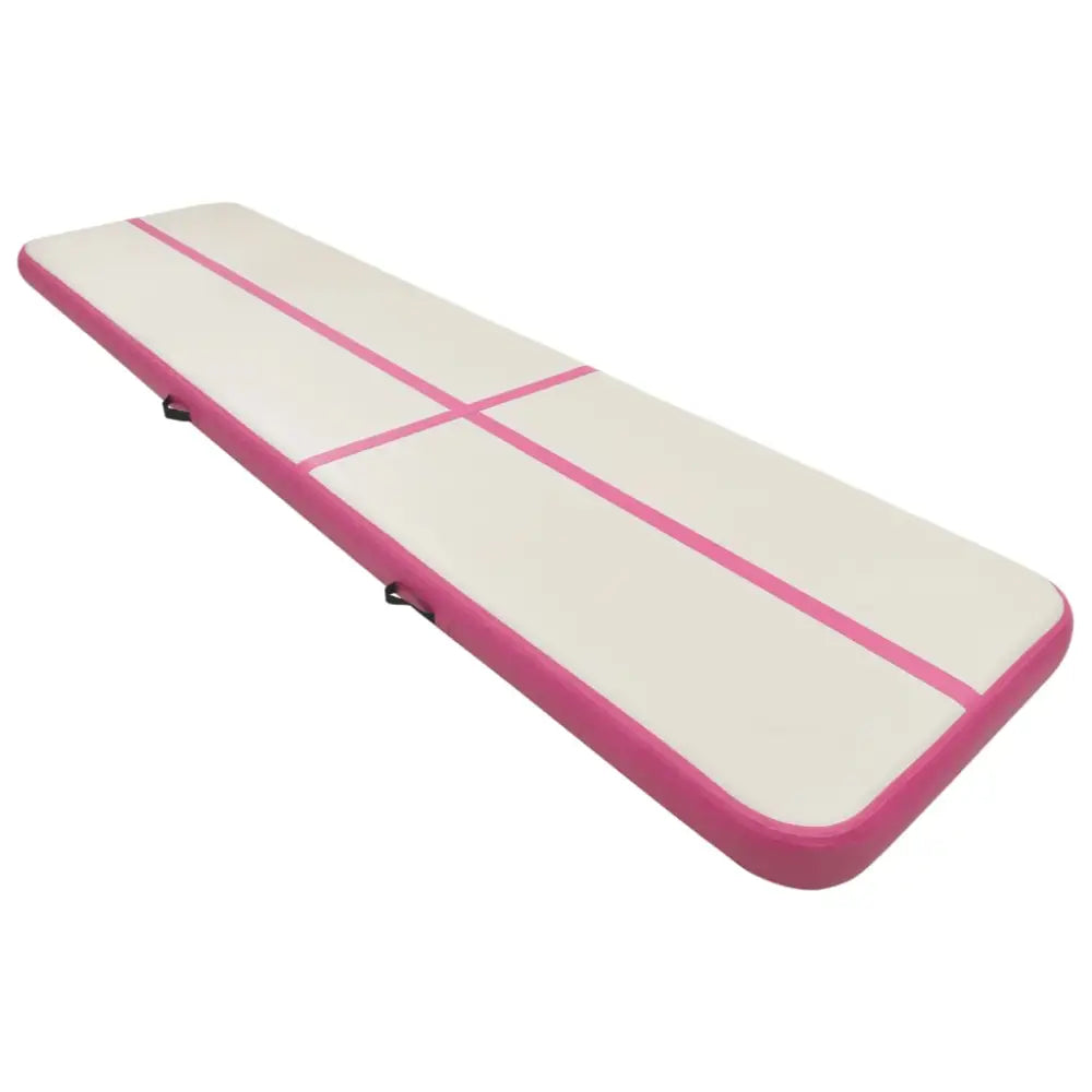 Gymnastiekmat met pomp opblaasbaar 600x100x20 cm pvc roze - yoga- en pilatesmatten