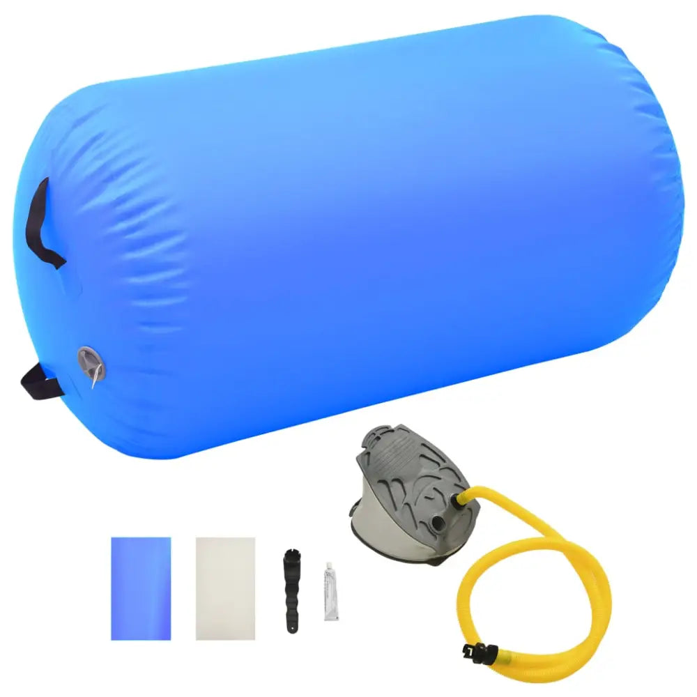 Gymnastiekrol met pomp opblaasbaar 100x60 cm pvc blauw - yoga en pilates