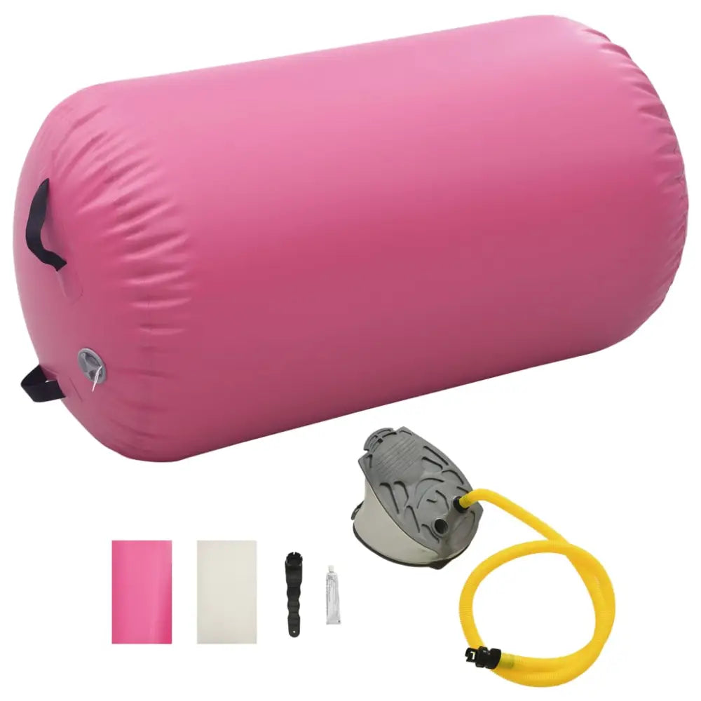 Gymnastiekrol met pomp opblaasbaar 100x60 cm pvc roze - yoga en pilates