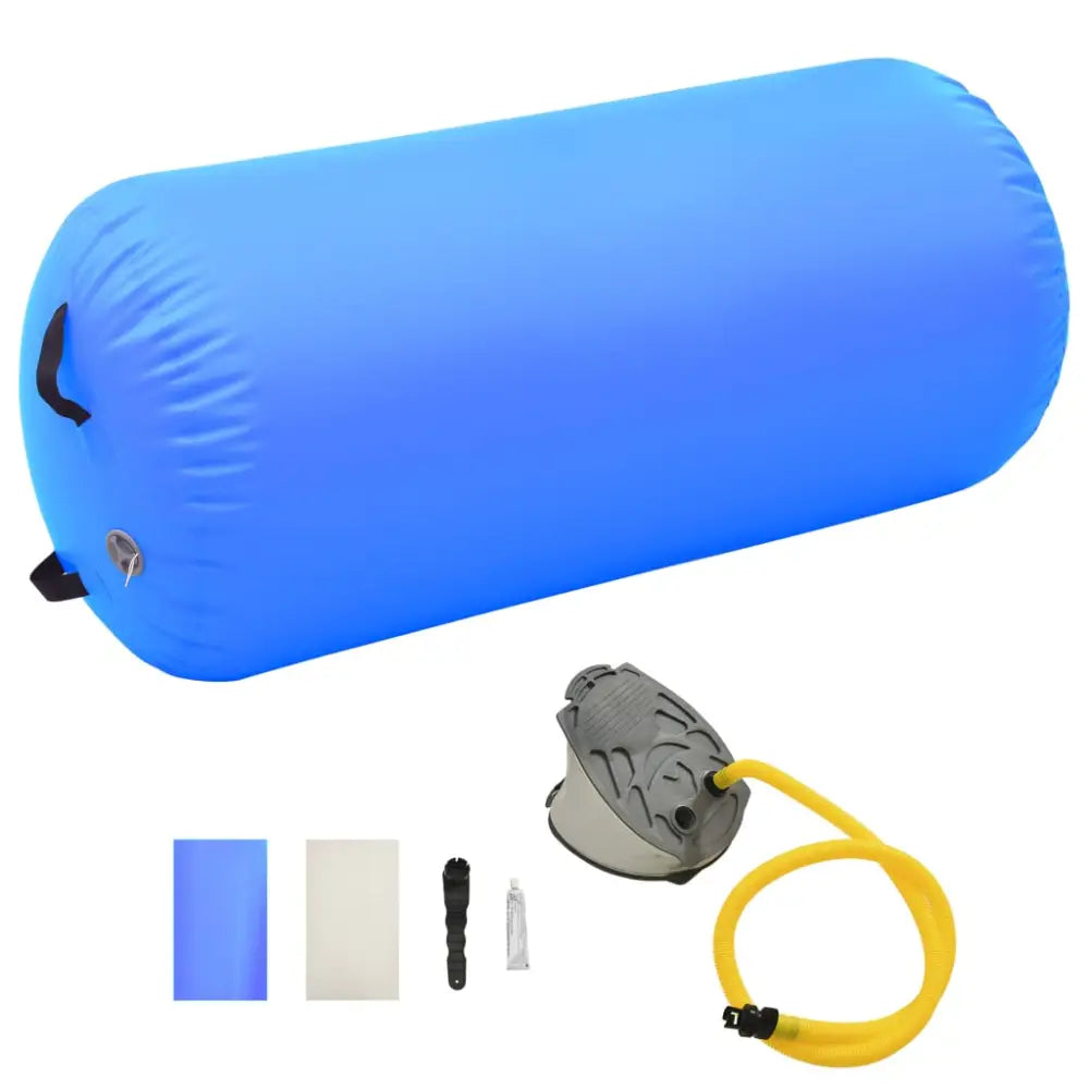 Gymnastiekrol met pomp opblaasbaar 120x75 cm pvc blauw - yoga en pilates