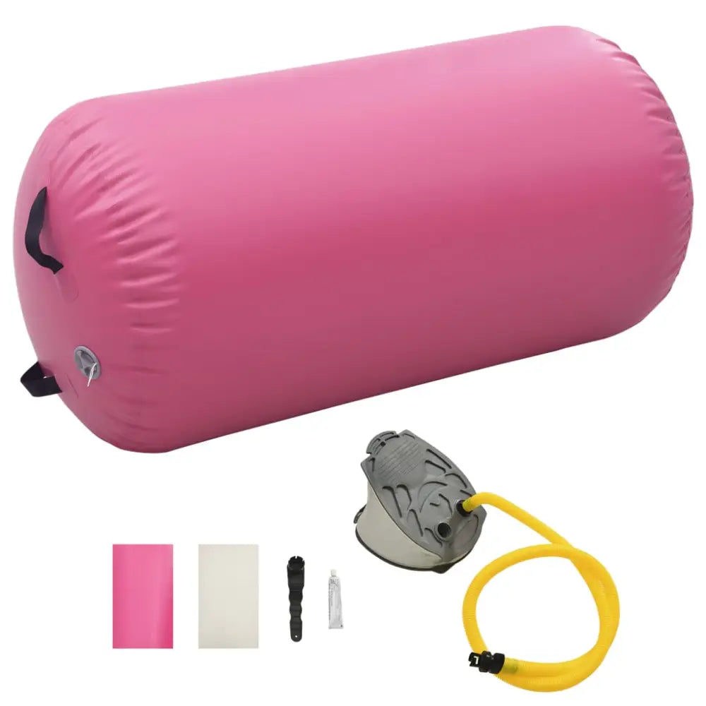 Gymnastiekrol met pomp opblaasbaar 120x75 cm pvc roze - yoga en pilates