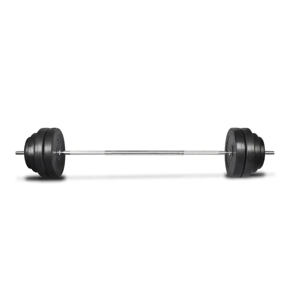 Barbell met halterschijven aan beide uiteinden.