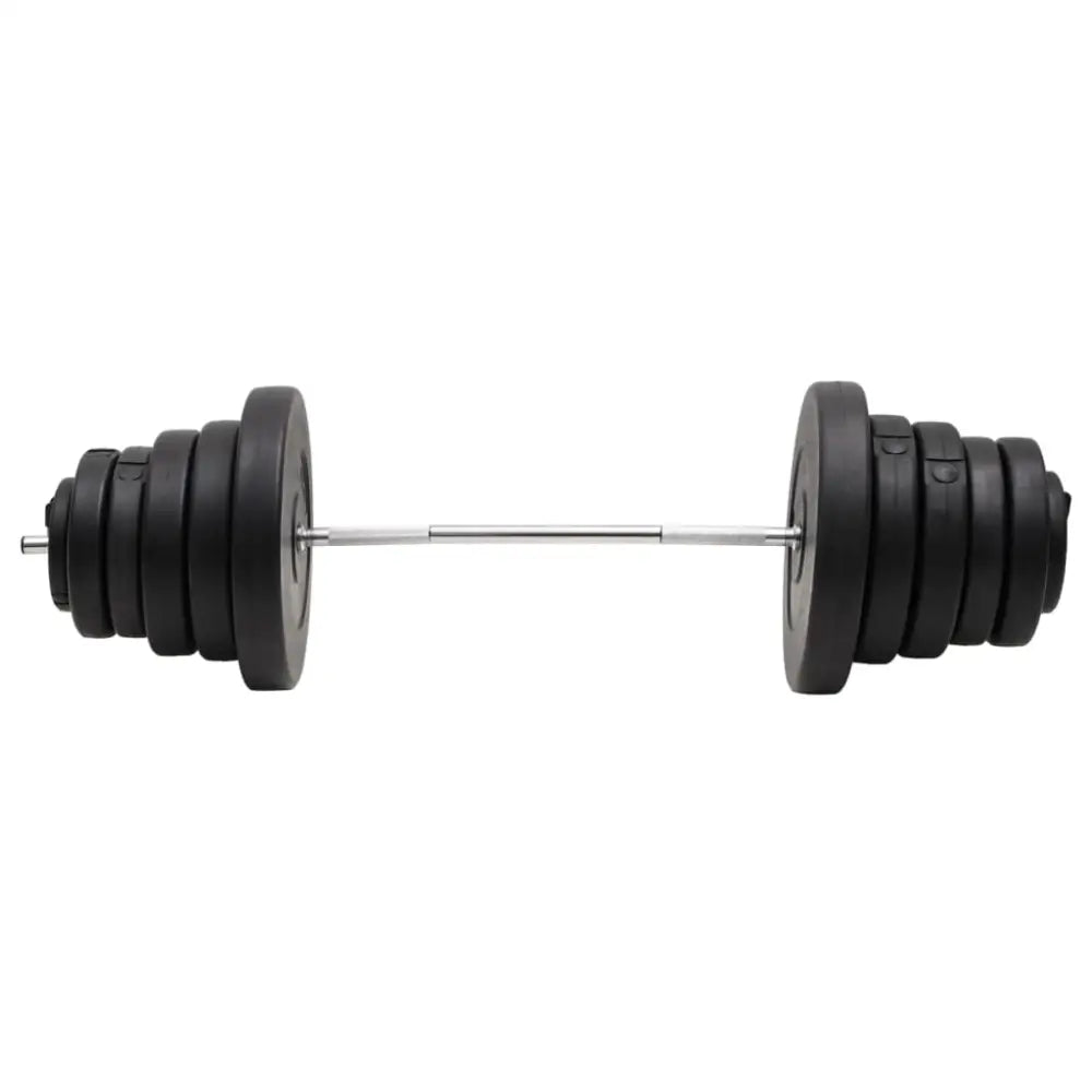 Barbell met halterschijven aan beide uiteinden.