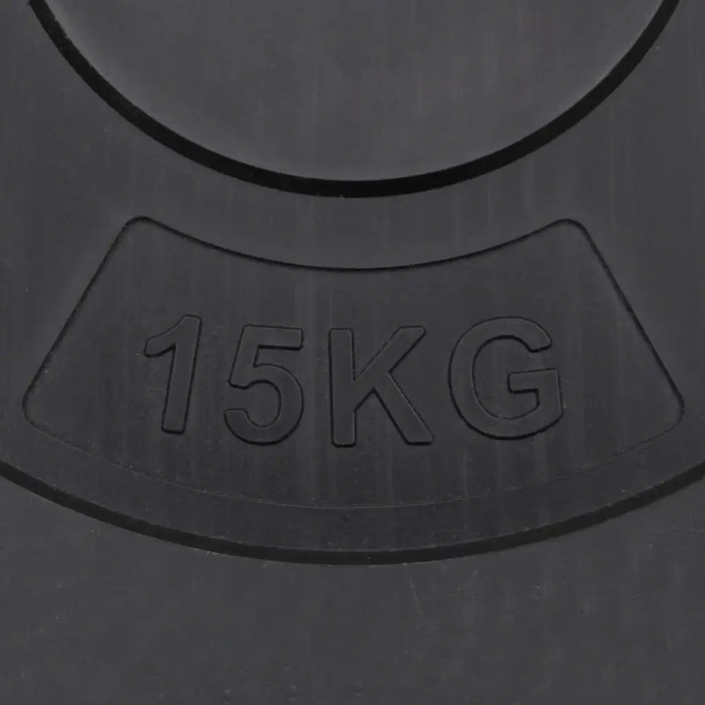 Gewichtsplaat gemarkeerd met ’15KG’.