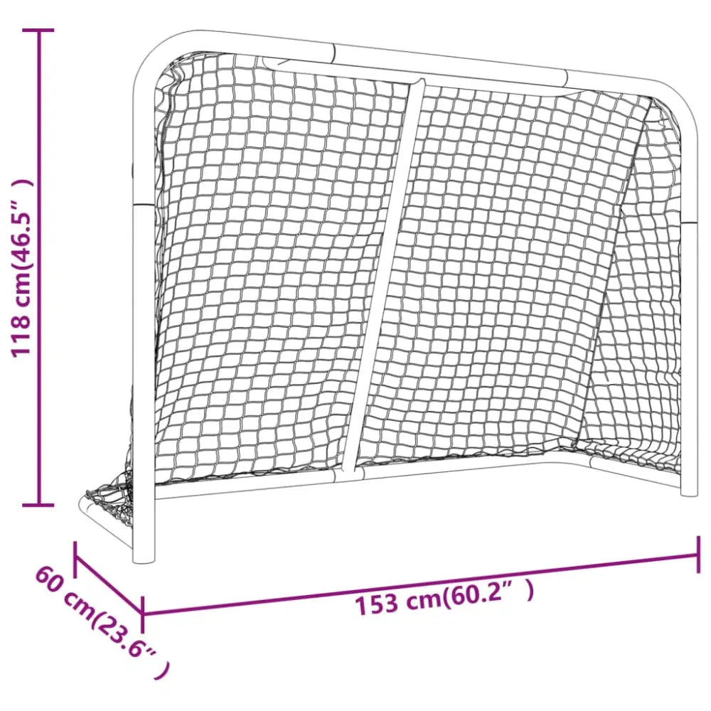 Hockeydoel met net 153x60x118 cm staal en polyester rood wit - veldhockeydoelen