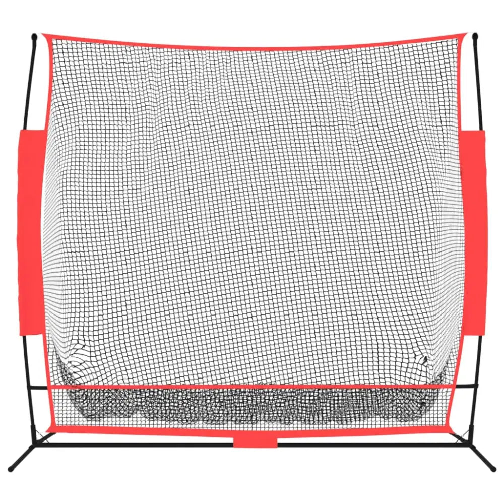 Honkbalnet draagbaar 215x107x216 cm polyester zwart en rood - honkballen