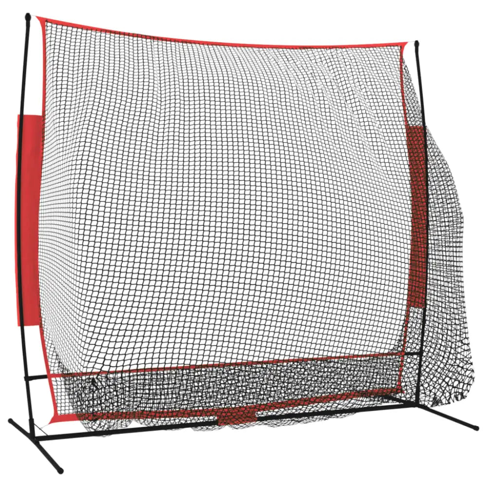 Honkbalnet draagbaar 215x107x216 cm polyester zwart en rood - honkballen