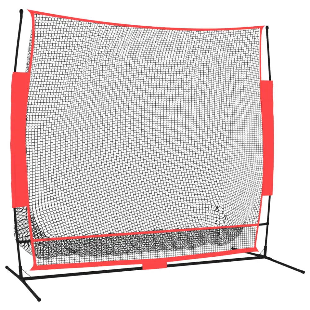 Honkbalnet draagbaar 215x107x216 cm polyester zwart en rood - honkballen