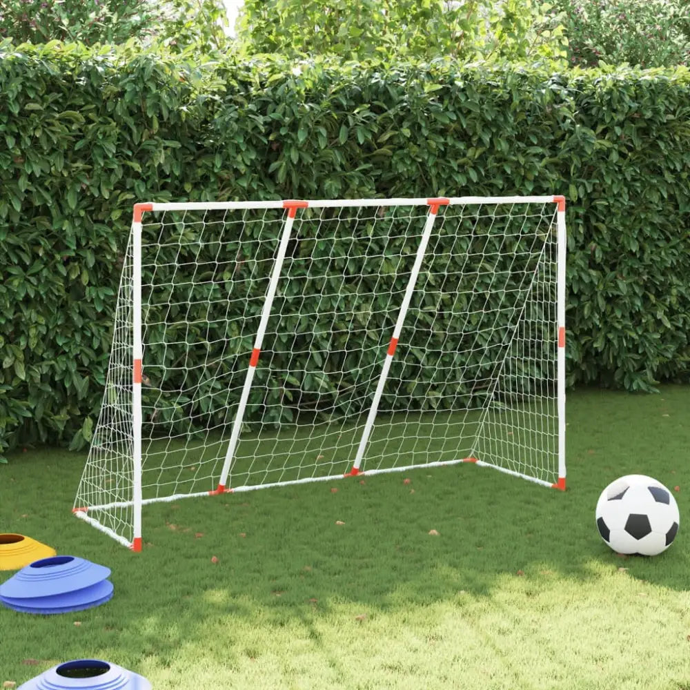 Kindervoetbaldoel met ballen 2-in-1 184x64x124 cm wit - voetbaldoelen & -netten