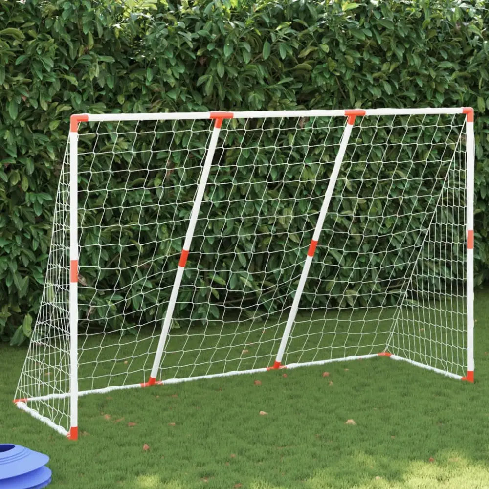 Kindervoetbaldoel met ballen 2-in-1 184x64x124 cm wit - voetbaldoelen & -netten