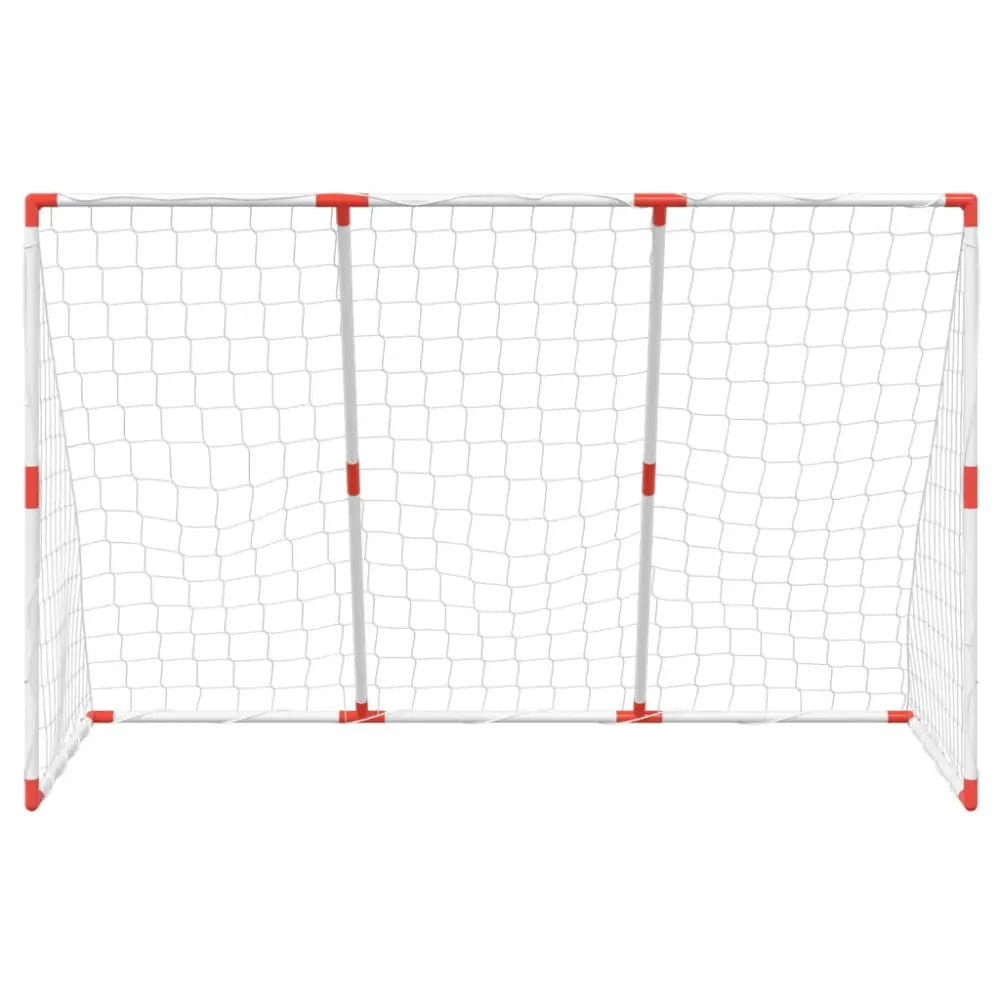 Kindervoetbaldoel met ballen 2-in-1 184x64x124 cm wit - voetbaldoelen & -netten