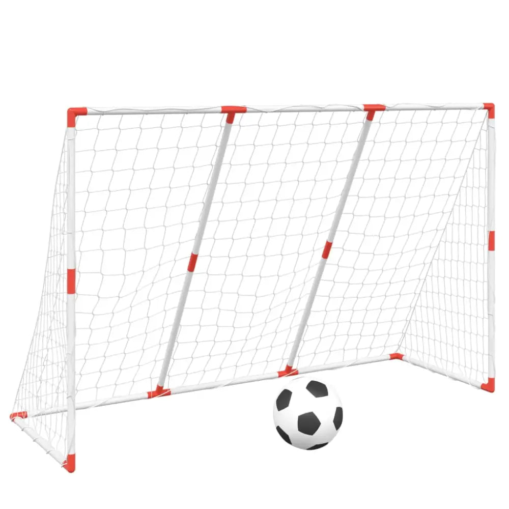 Kindervoetbaldoel met ballen 2-in-1 184x64x124 cm wit - voetbaldoelen & -netten