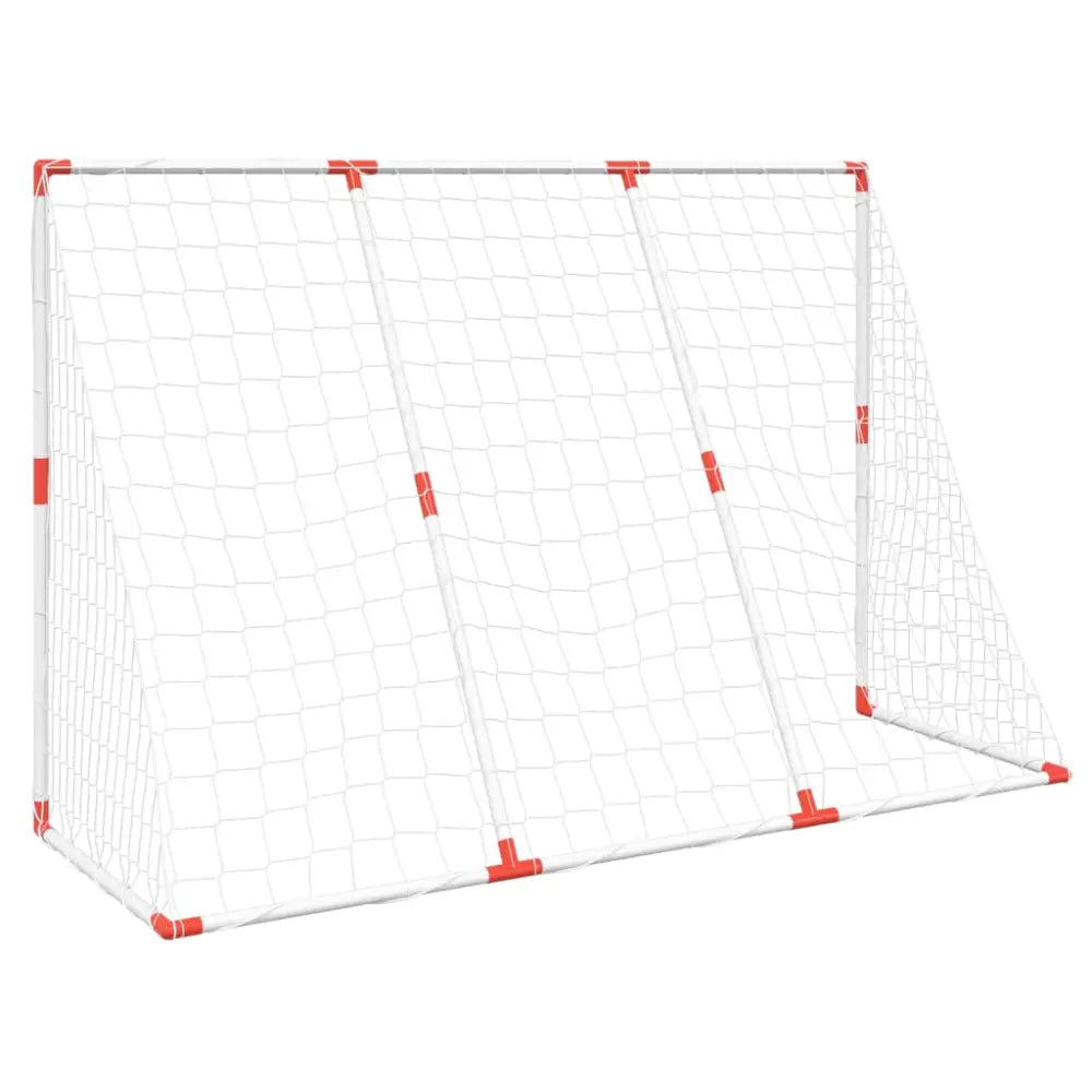 Kindervoetbaldoel met ballen 2-in-1 184x64x124 cm wit - voetbaldoelen & -netten