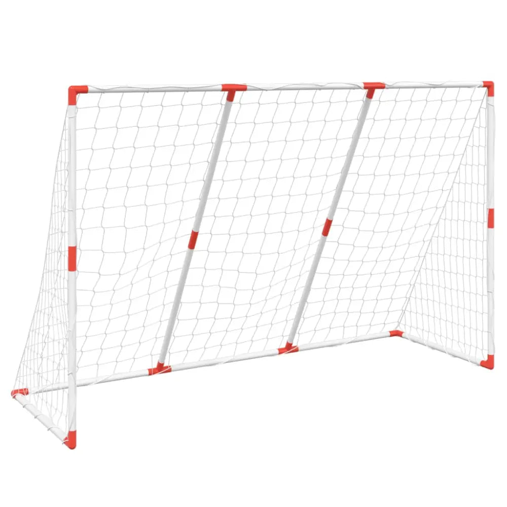 Kindervoetbaldoel met ballen 2-in-1 184x64x124 cm wit - voetbaldoelen & -netten