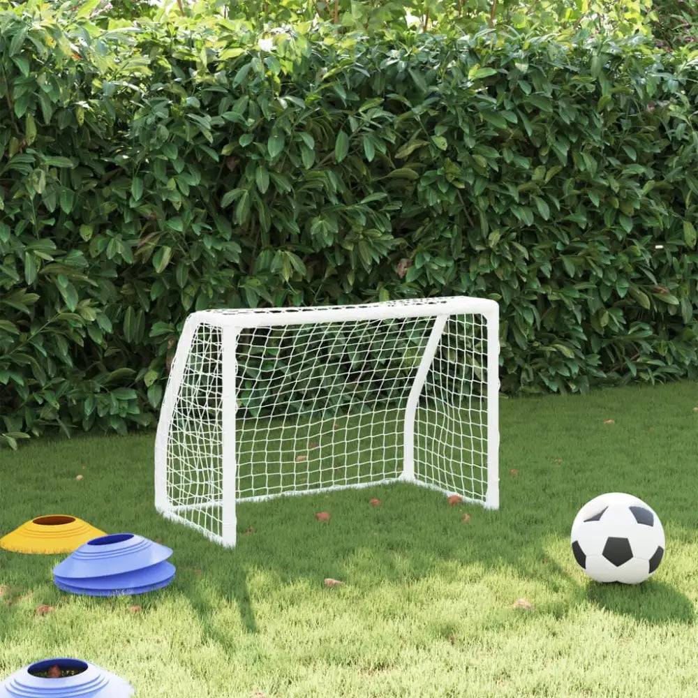 Kindervoetbaldoelen 2 st met bal 64x35x48 cm metaal wit - voetbaldoelen & -netten