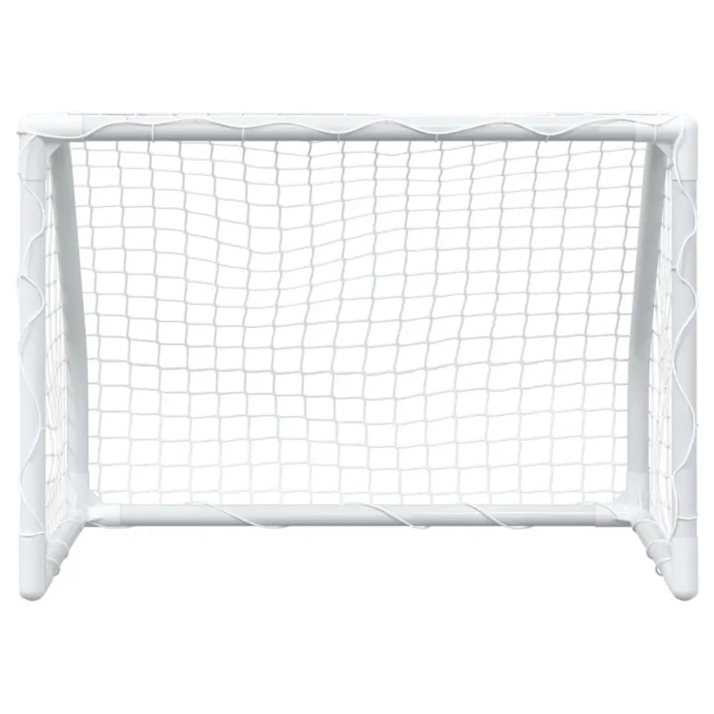 Kindervoetbaldoelen 2 st met bal 64x35x48 cm metaal wit - voetbaldoelen & -netten