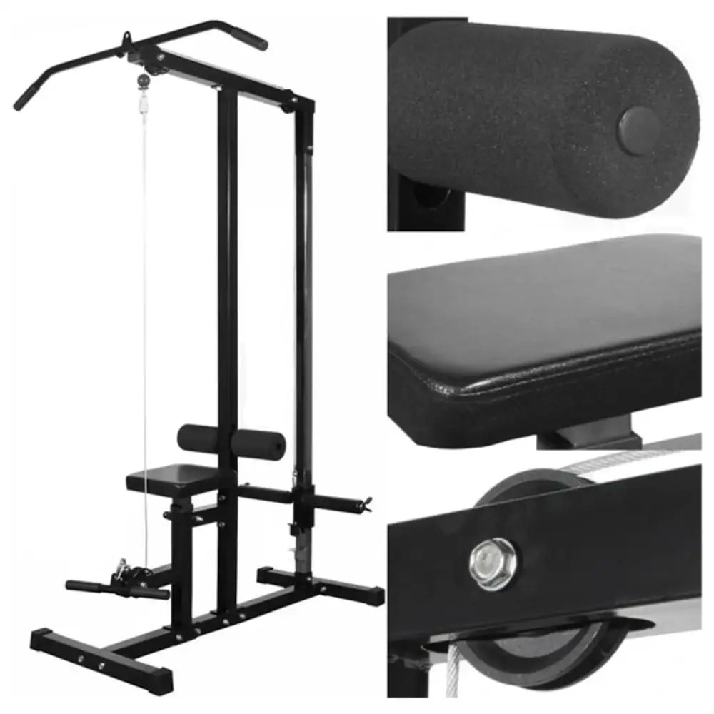 Black lat pulldown machine voor fitness apparatuur in de sportwinkel, perfect voor fitness artikelen